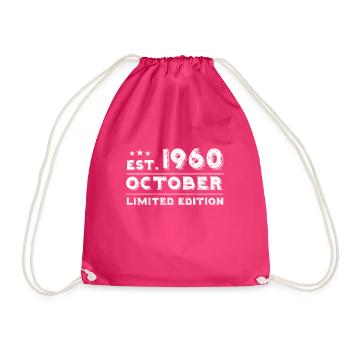 October 1960 - Birthday in October - Drawstring Bag - fuchsia - Front