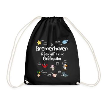 Meine Lieblingstiere in Bremerhaven - Turnbeutel - Schwarz - Vorne