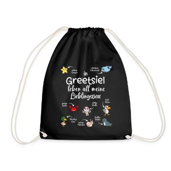 Meine Lieblingstiere in Greetsiel - Turnbeutel - Schwarz - Vorne