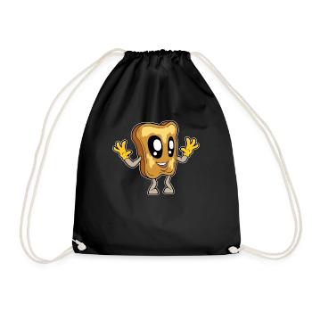 Kawaii Toast Bread - Drawstring Bag - black - Front