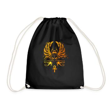 Chepre with glyphs - Egyptian scarab - Drawstring Bag - black - Front