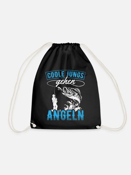 Coole Jungs gehen Angeln - Angler Fischer Kinder J - Turnbeutel - Schwarz