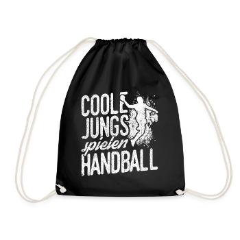 Coole Jungs spielen Handball - Handballer Jungen K - Turnbeutel - Schwarz - Vorne
