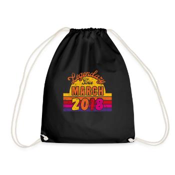 March 2018 - Birthday in March - Drawstring Bag - black - Front