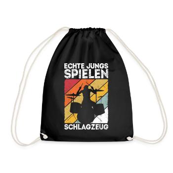 Echte Jungs spielen Schlagzeug - Drummer Jungen Ge - Turnbeutel - Schwarz - Vorne