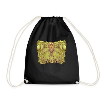 Frog skeleton between mushrooms - Drawstring Bag - black - Front
