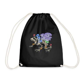 Frog skeleton with mushrooms - Drawstring Bag - black - Front