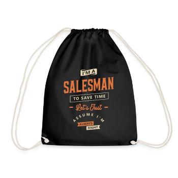 Salesman Funny Job Title Profession Birthday - Drawstring Bag - black - Front