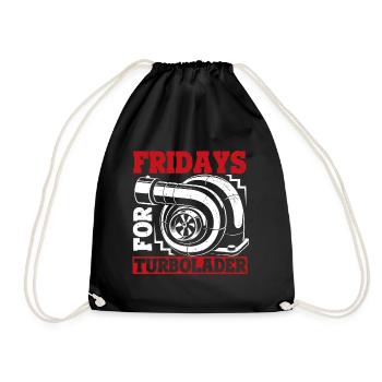 Fridays For Turbolader - Lustiges Tuning Auto Turb - Turnbeutel - Schwarz - Vorne