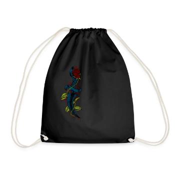 Vintage bloody dagger with rose - Drawstring Bag - black - Front