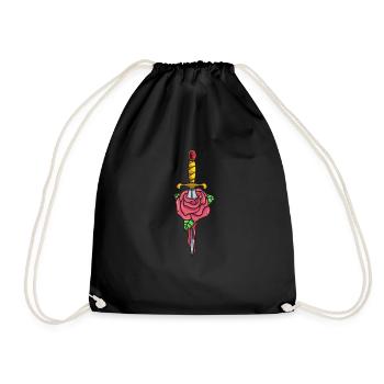 Poignard gothique avec rose - Sac de sport léger - noir - Devant
