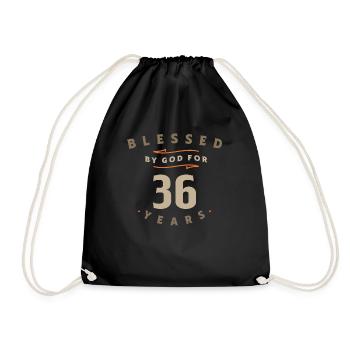 36th Birthday Blessed By God For 36 Years - Drawstring Bag - black - Front
