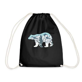 Polar Bear Alaska Mountain Wilderness Outdoors - Drawstring Bag - black - Front