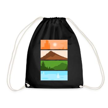 Artistic Nature Lover Outdoors Mountain Landscape - Drawstring Bag - black - Front