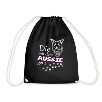 Die mit dem Aussie geht Australian Shepherd - Turnbeutel - Schwarz - Vorne