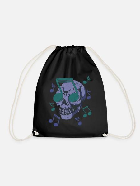 Hipster Schädel Skull Musiknote Sonnenbrille - Turnbeutel - Schwarz