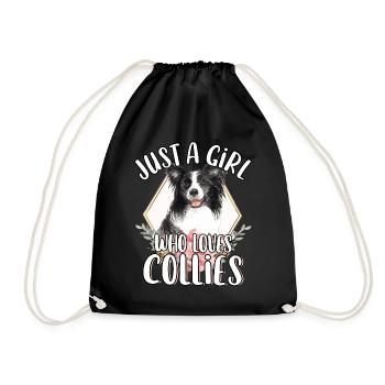 Nur ein Mädchen, das Border Collies süßes Hundegeschenk liebt - Turnbeutel - Schwarz - Vorne