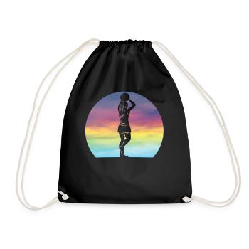 Netball Player Geschenk Retro Sonnenuntergang Netball Liebhaber - Turnbeutel - Schwarz - Vorne