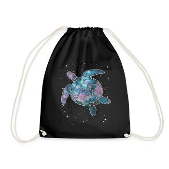 Space Sea Turtle Milky Way Galaxy Nebula Universe - Drawstring Bag - black - Front