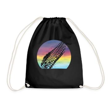 Mudding Retro Sunset Cute Mudding Tire Track ATV - Drawstring Bag - black - Front