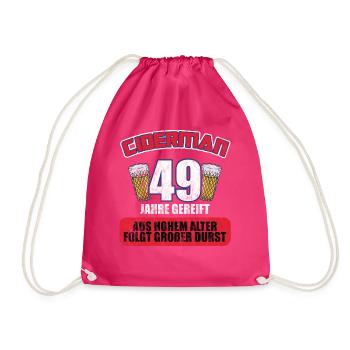 Ciderman 49 Jahre Geburtstag Apfelwein Äppelwoi - Turnbeutel - Fuchsia - Vorne