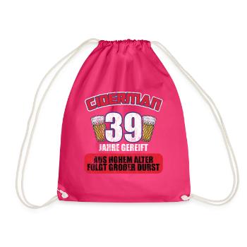 Ciderman 39 Jahre Geburtstag Apfelwein Äppelwoi - Turnbeutel - Fuchsia - Vorne