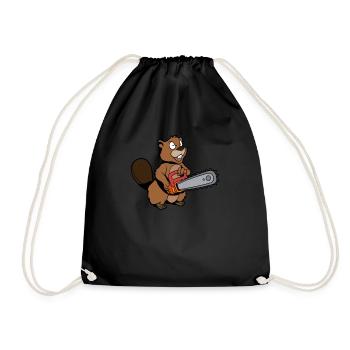 Monster Animals - Chainsaw Beaver - Drawstring Bag - black - Front