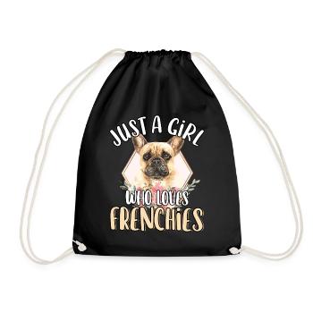 Just A Girl Who Loves Frenchies Cute French - Drawstring Bag - black - Front