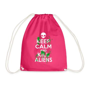 Bleib ruhig und töte Aliens Carry On UFO Head Alien - Turnbeutel - Fuchsia - Vorne
