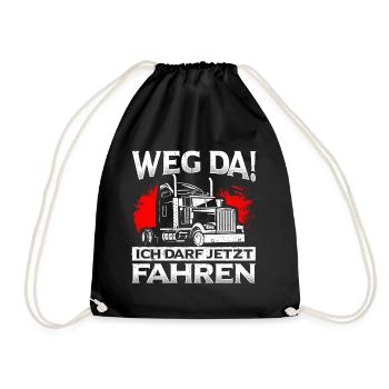 LKW Führerschein Weg Da! Ich darf jetzt Fahren LKW - Turnbeutel - Schwarz - Vorne