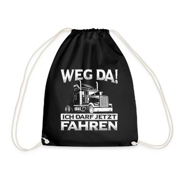 LKW Führerschein Bestanden Weg Da! Geschenk LKW-Fa - Turnbeutel - Schwarz - Vorne