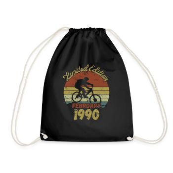 Geburtstag Fahrrad Bike February 1990 - Turnbeutel - Schwarz - Vorne
