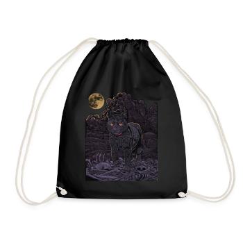 Gothic Cat - Black Cat in the Cemetery - Drawstring Bag - black - Front