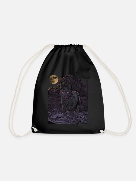 Gothic Katze - Schwarze Katze auf dem Friedhof - Turnbeutel - Schwarz