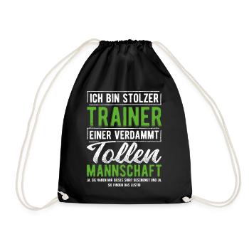 Stolzer Trainer Coach Fussballclub Geschenk - Turnbeutel - Schwarz - Vorne