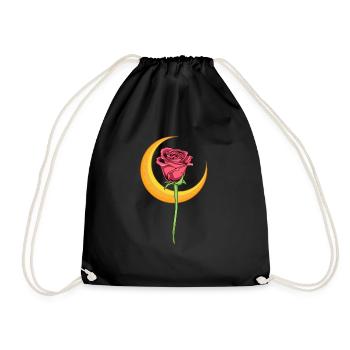 Rose mit Mond - Gothic Romance - Turnbeutel - Schwarz - Vorne