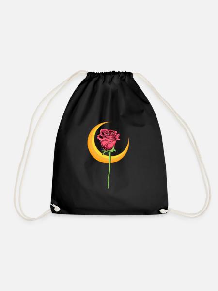 Rose mit Mond - Gothic Romance - Turnbeutel - Schwarz