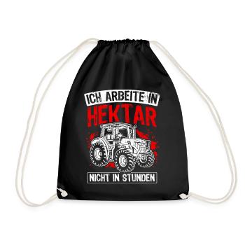 Hektar Arbeit Traktor Landwirt Landwirtschaft Agra - Turnbeutel - Schwarz - Vorne