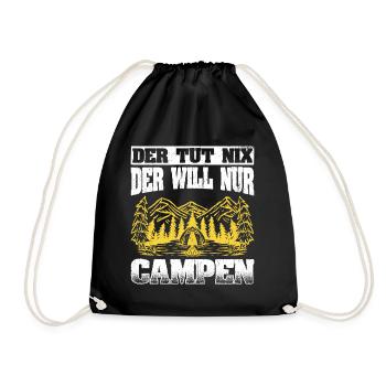 Camping Geschenk Campen Camper Sprüche - Turnbeutel - Schwarz - Vorne
