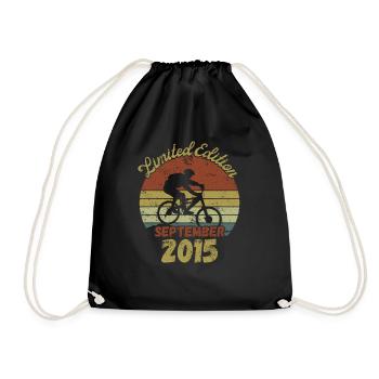Birthday Bike Bike September 2015 - Drawstring Bag - black - Front