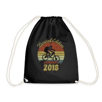 Birthday Bike Bike January 2018 - Drawstring Bag - black - Front