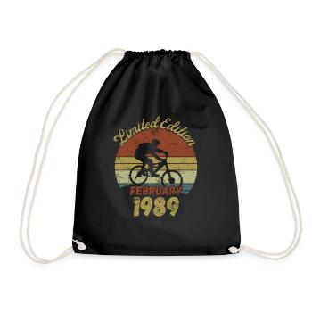 Geburtstag Fahrrad Bike February 1989 - Turnbeutel - Schwarz - Vorne