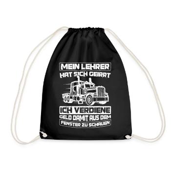 LKW-Fahrer Lehrer hat sich geirrt Spruch Lastwagen - Turnbeutel - Schwarz - Vorne