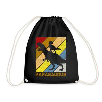 Papasaurus Dinosaurier Papa Saurus Vatertags Gesch - Turnbeutel - Schwarz - Vorne