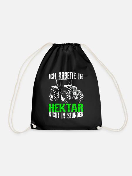 Ich arbeite in Hektar nicht in Stunden | Traktor S - Turnbeutel - Schwarz