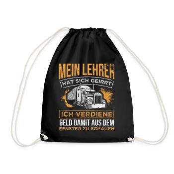 LKW-Fahrer Lustiger LKW Lastwagen Spruch Geschenk - Turnbeutel - Schwarz - Vorne