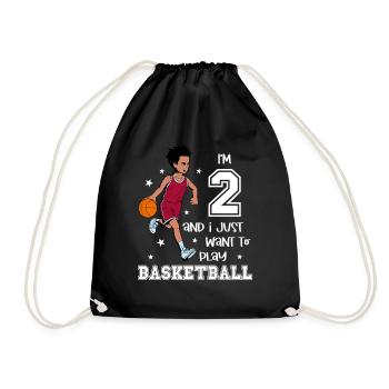 Boy plays basketball - I'm 2 - Drawstring Bag - black - Front