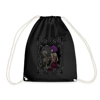 Skelett Spiegelbild - innerlich tot - Gothic - Turnbeutel - Schwarz - Vorne