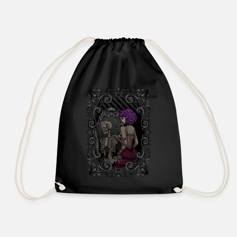 Skelett Spiegelbild - innerlich tot - Gothic - Turnbeutel - Schwarz