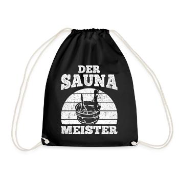 Saunameister - Geschenk Sauna Spruch Saunieren - Turnbeutel - Schwarz - Vorne